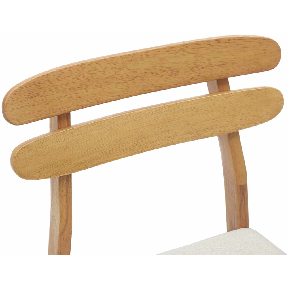 vidaXL Set of 2 Natural Rubberwood Rectilinear Vintage Dining Chairs Image 5