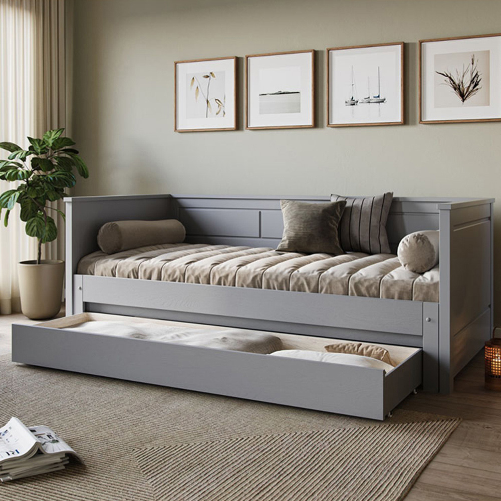 Noomi Erika Single Continental Grey Extending Guest Bed with Underbed Drawer Image 6