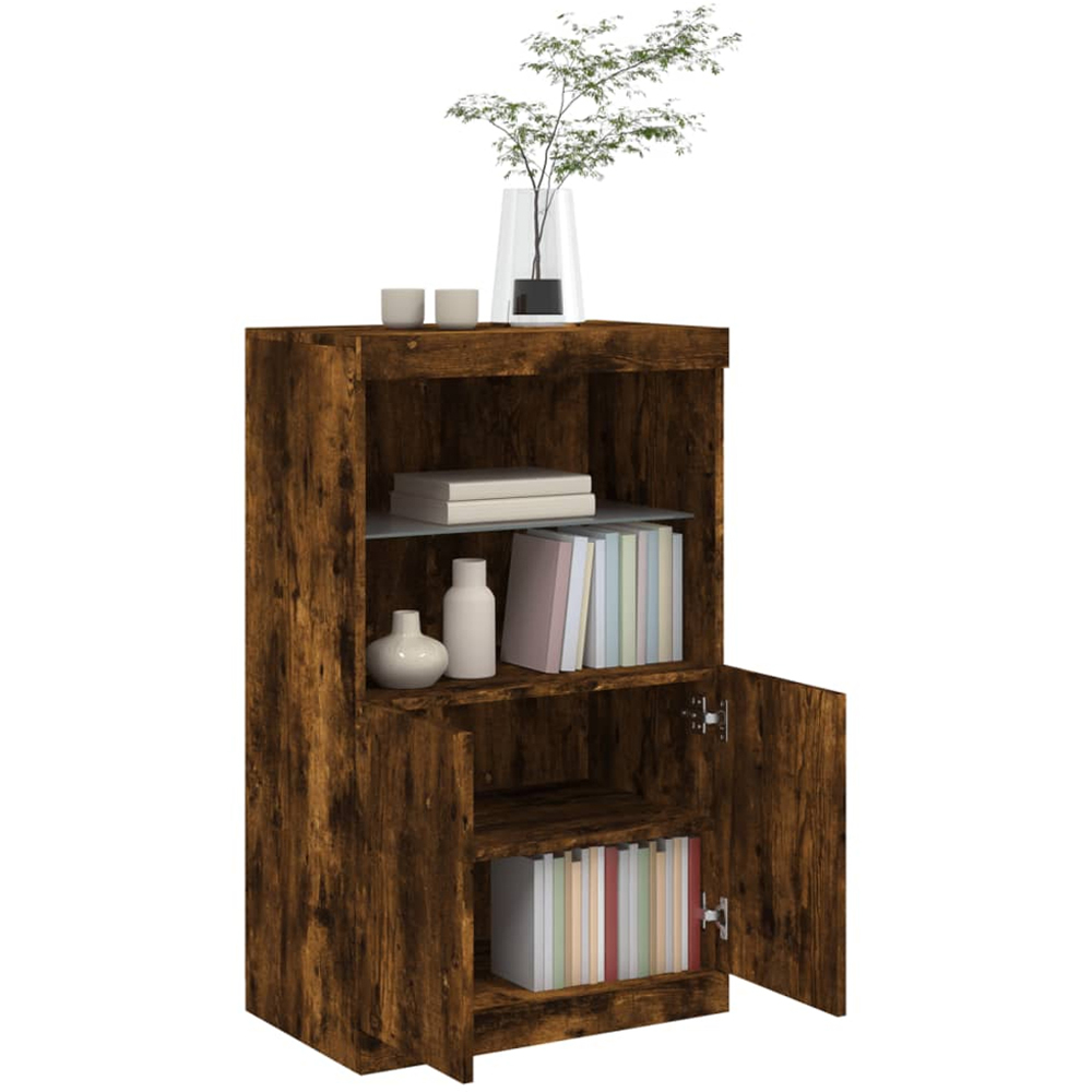 vidaXL 2 Door 2 Shelf Smoked Oak Sideboard with RGB LED Lights Image 5