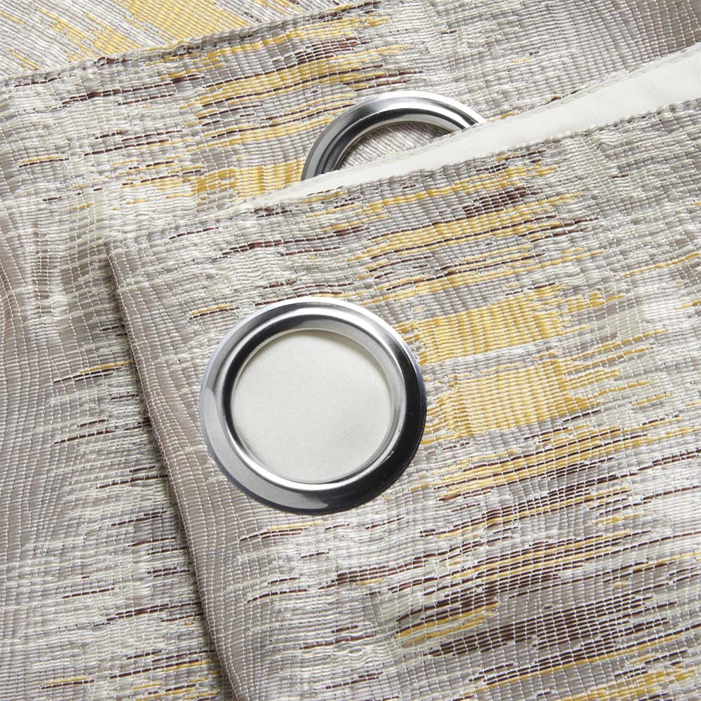 Alan Symonds Flections Ochre Jacquard Shimmering Lined Ring Top Eyelet Curtains 167 x 228cm Image 3