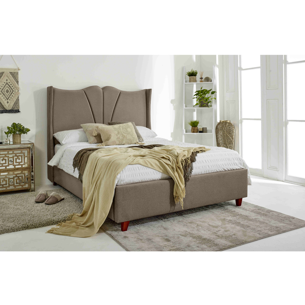 Eleganza Florentine Single Mink Arlington Fabric Bed Frame with Winged Headboard Image 6