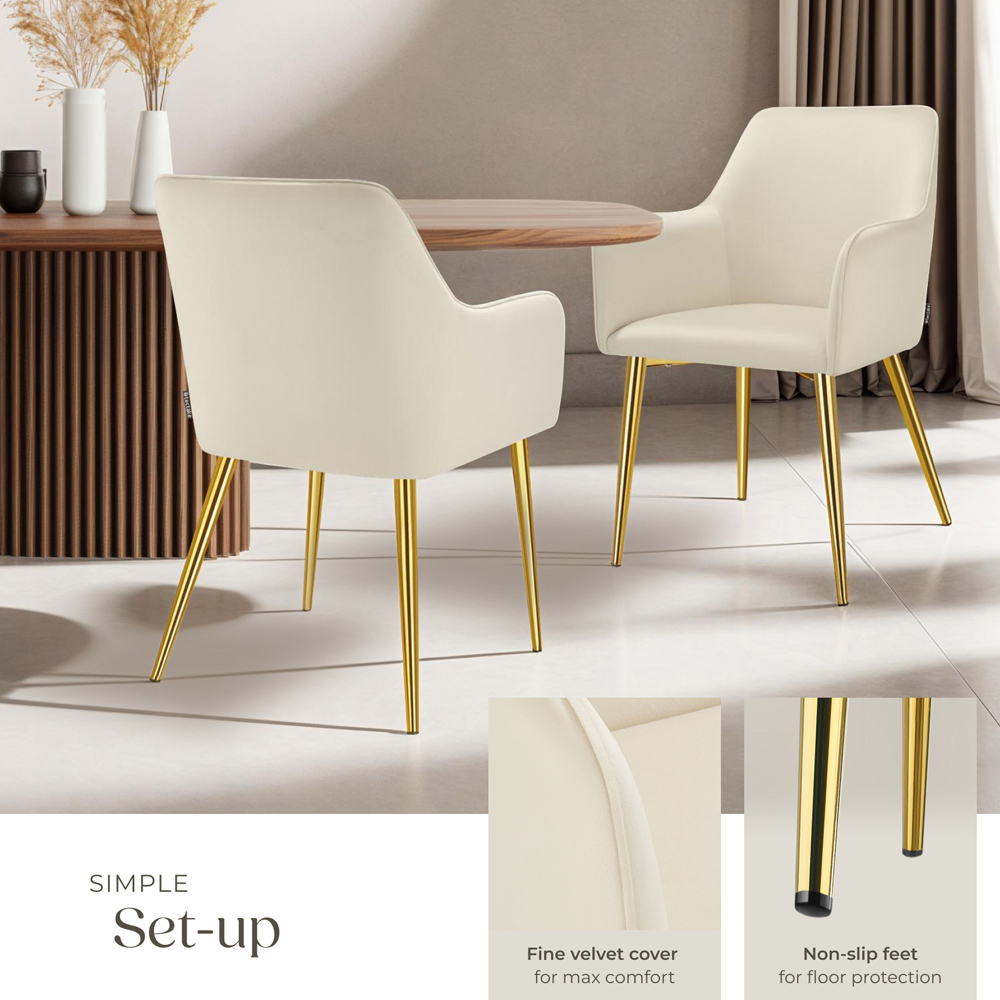 tectake Avane Set of 2 Beige High Backrest Dining Chair Image 4