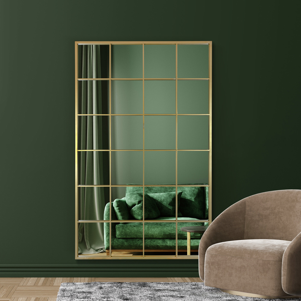 MirrorOutlet The Genestra Gold Modern Window Garden Wall Mirror 174 x 110cm Image 6