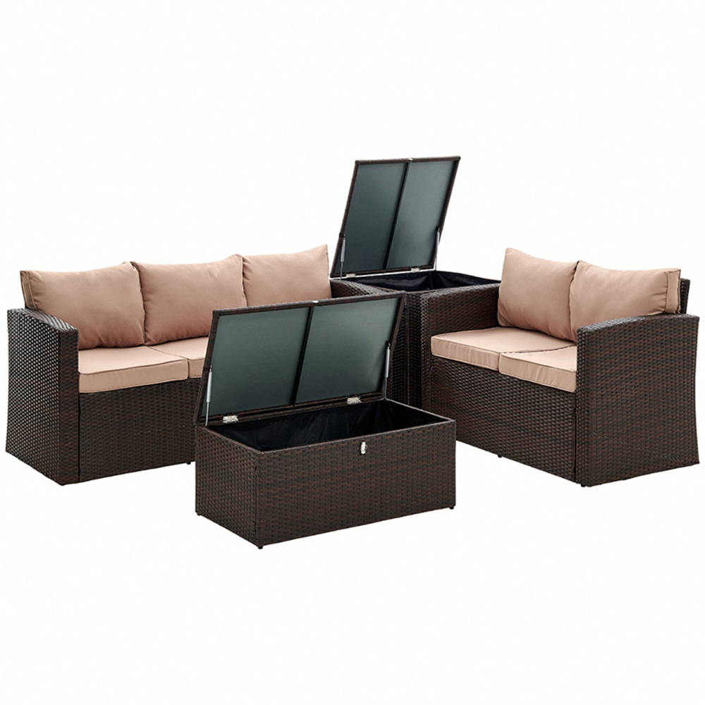 Home Detail Paloma 5 Seater Brown Rattan Sofa Set Image 3