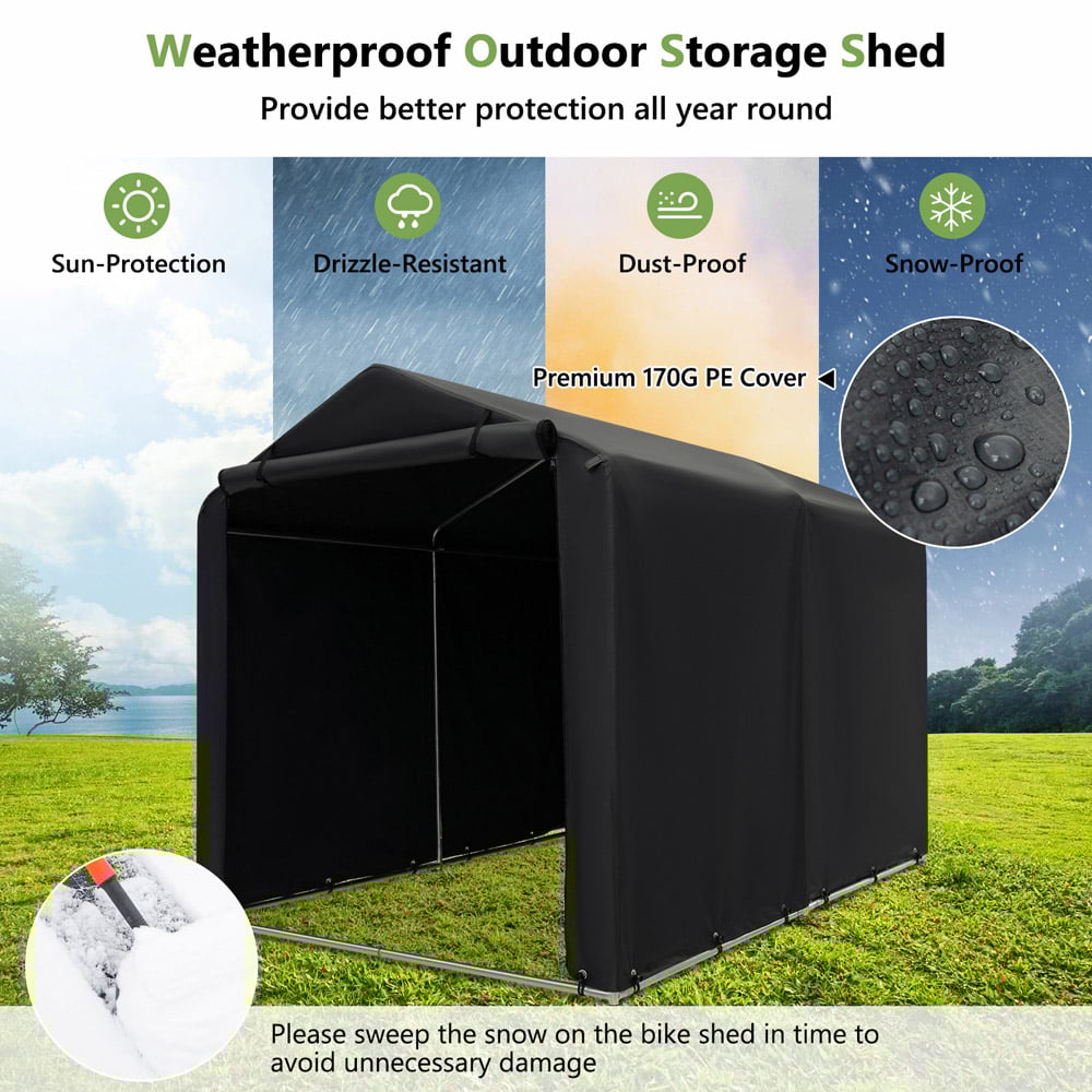 Costway Grey Portable Outdoor Bike Garage Shelter Image 5