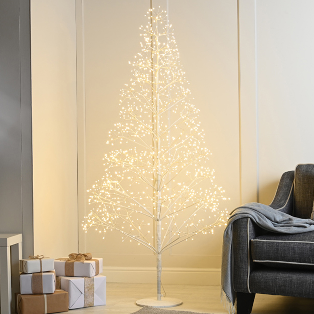 Festive Warm White LED Pre-Lit White Microdot Starburst Tree 6ft Image 1