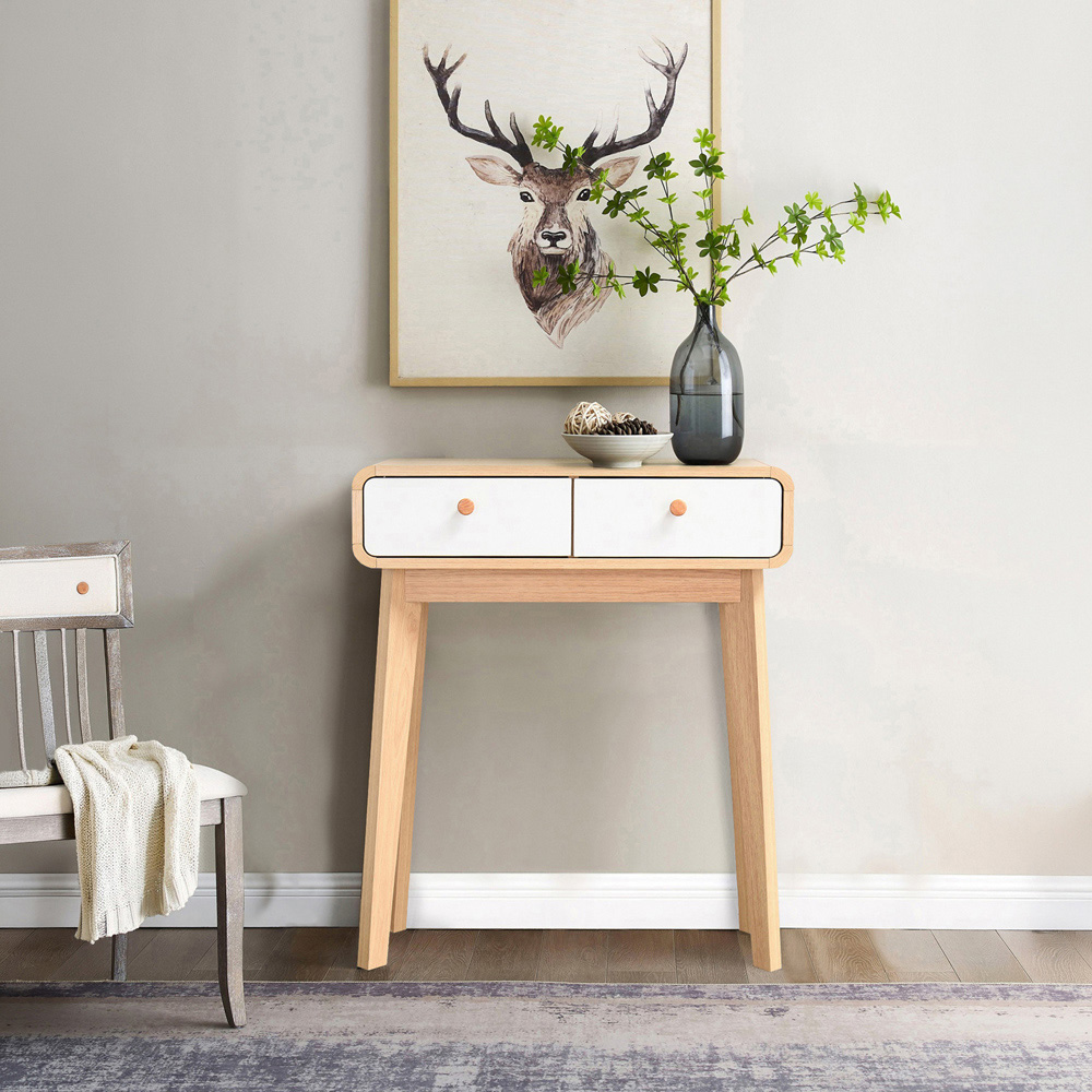 Loft24 Cassie 2 Drawer Oak White Console Table Image 5