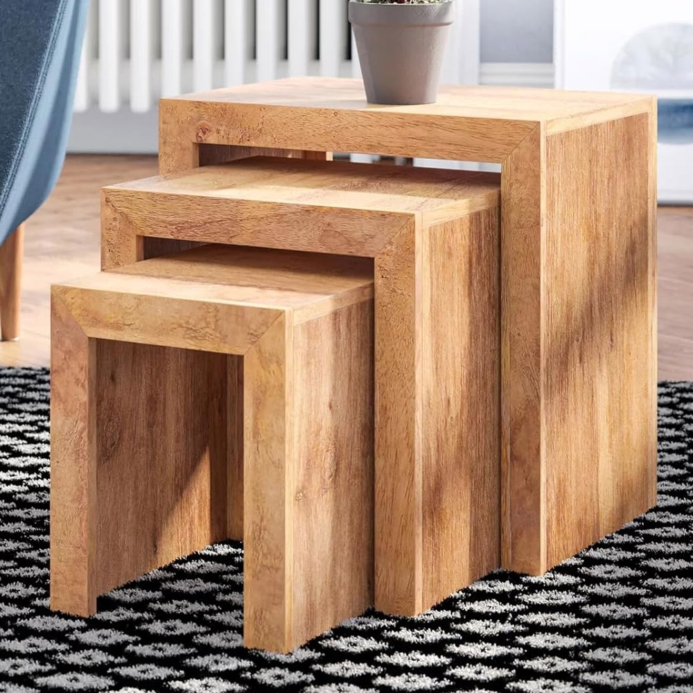 Brooklyn Napoli Toko Light Mango Nest of Tables Set of 3 Image 1
