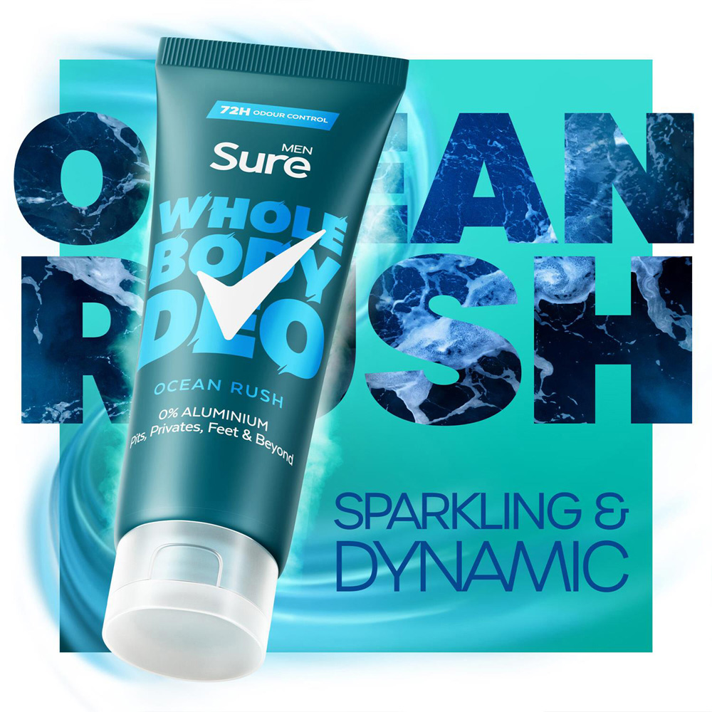 Sure Men 72H Odour Control Whole Body Ocean Rush Deodorant Cream 75ml 24 Pack Image 5