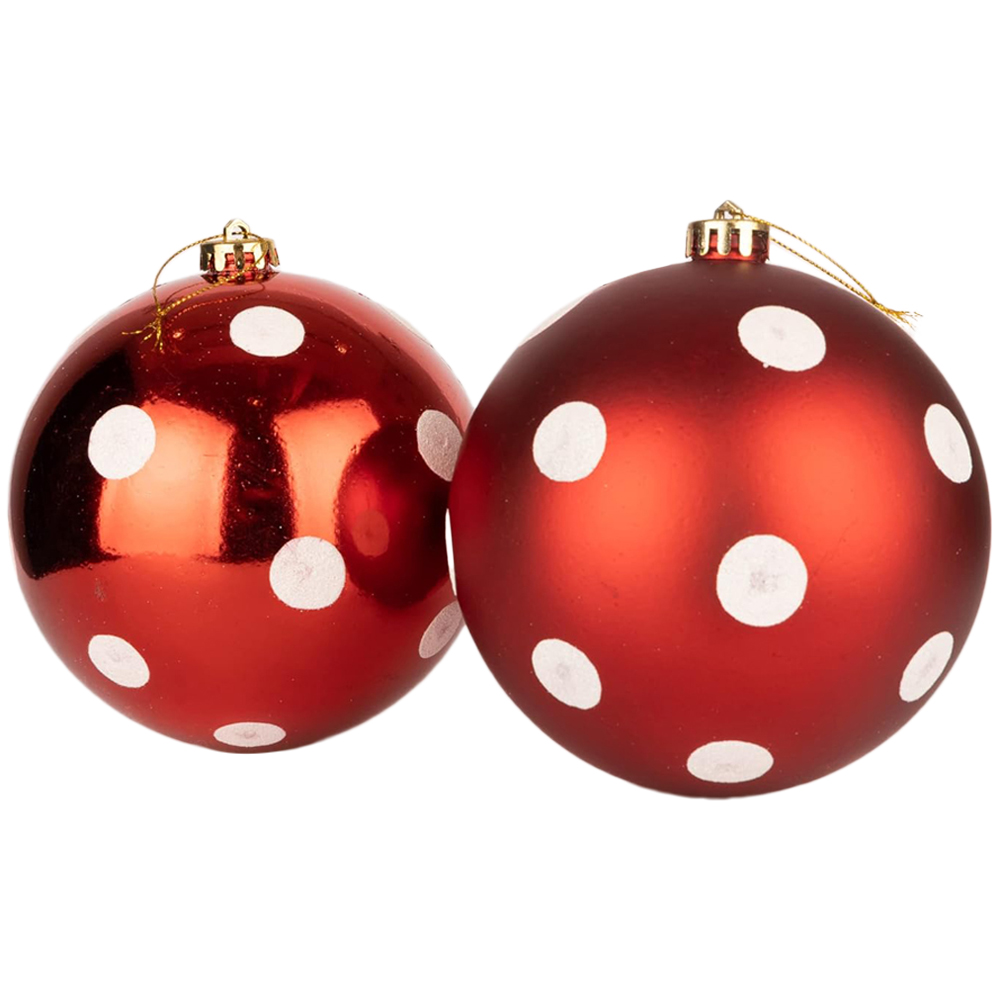 Shatchi 5cm Red White Polka Dots Shatterproof Christmas Baubles 12 Pack Image 2