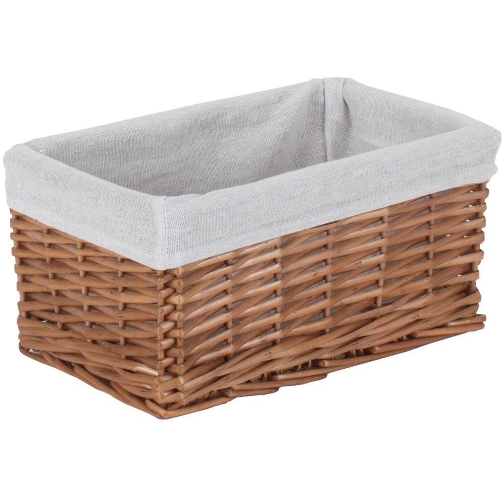 Red Hamper Small Double Steamed Wicker Storage Basket with White Lining Image 1