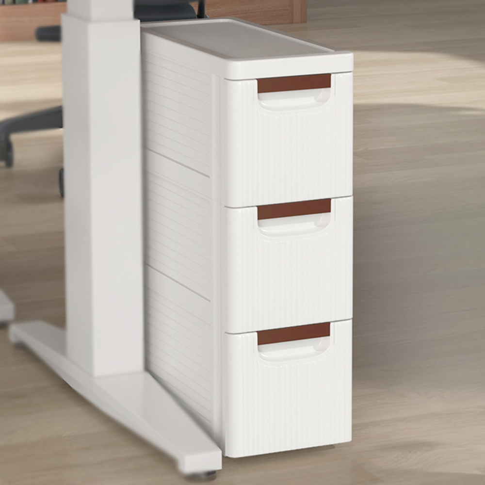 Costway 3 Drawer White Narrow Storage Cabinet Image 1