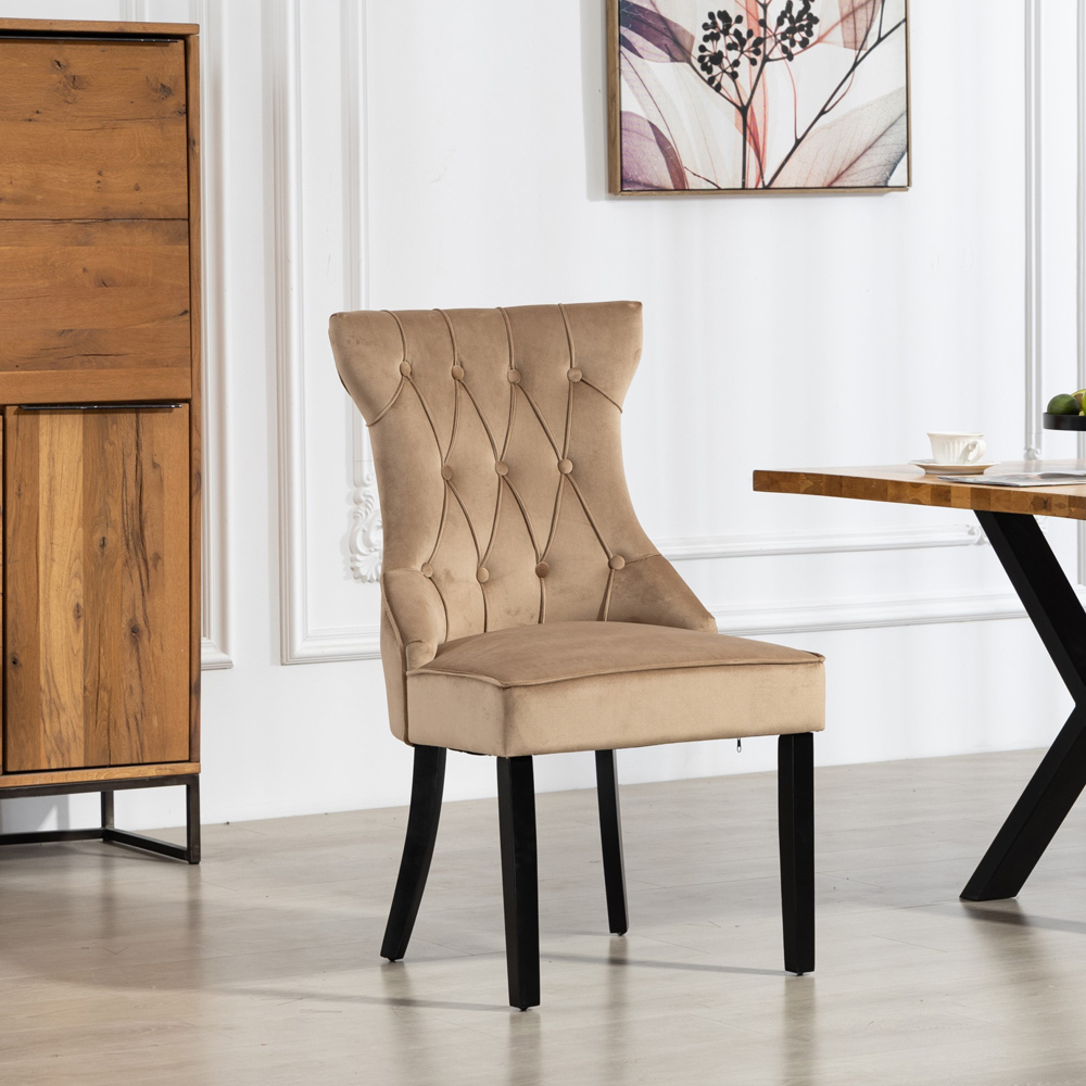 Artemis Home Genola Set of 2 Brown Velvet Fabric Dining Chair Image 6