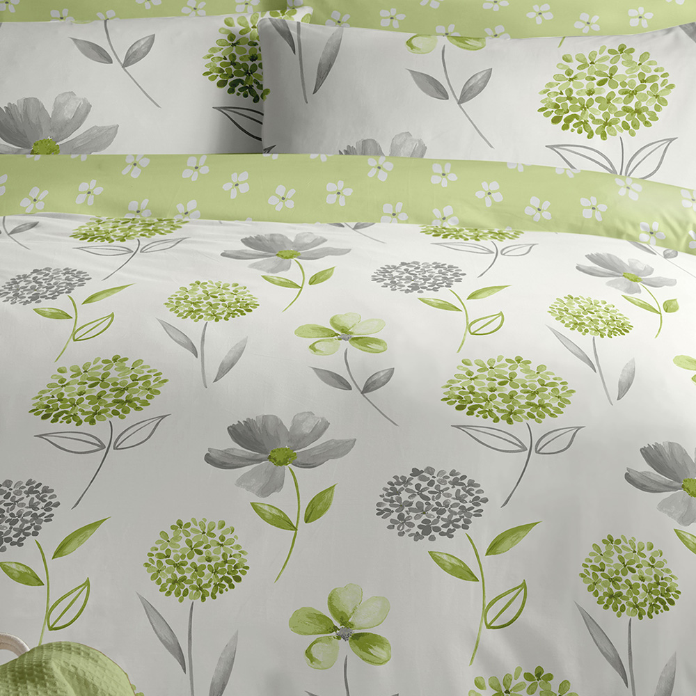 Bellissimo Home Caroline Double White and Green Duvet Set Image 2