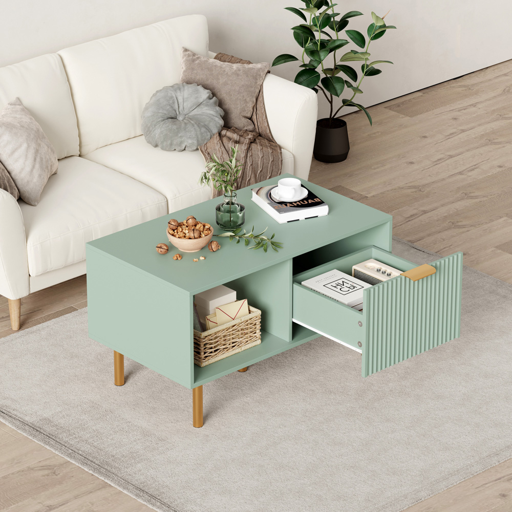 FurnitureHMD Single Drawer Single Shelf Green Coffee Table Image 5