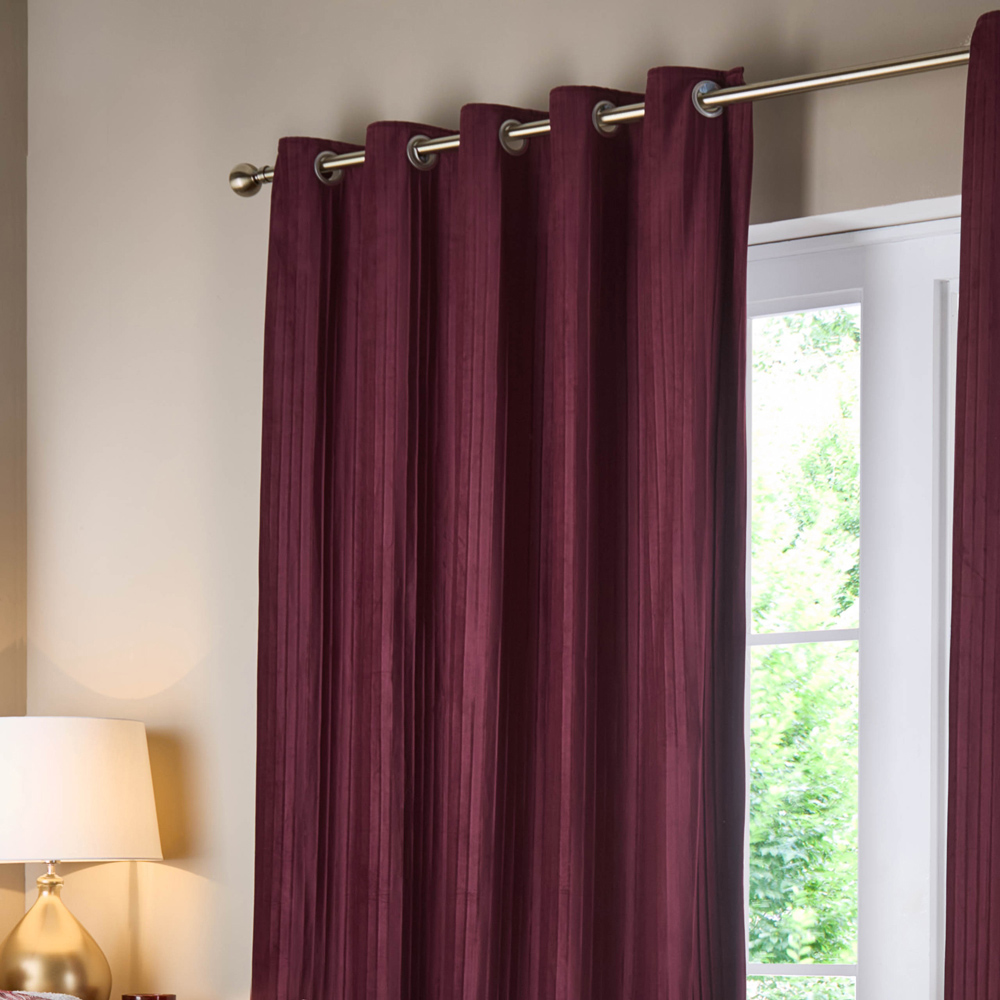 Paoletti Corinthian Red Velvet Eyelet Curtains 168 x 229cm Image 2