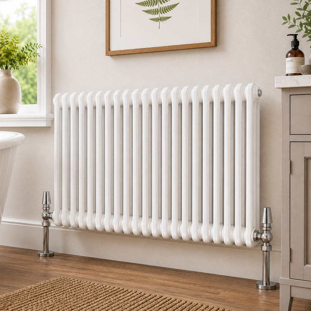 Go Bathrooms Upton White Triple Horizontal Column Radiator 600 x 1370mm Image 2