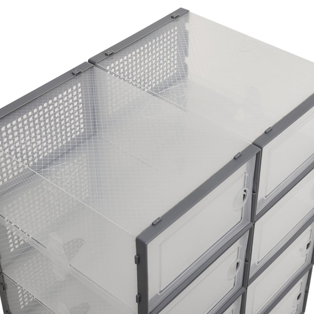 Living and Home Grey 12 Piece Stackable Plastic Shoe Organiser Image 3