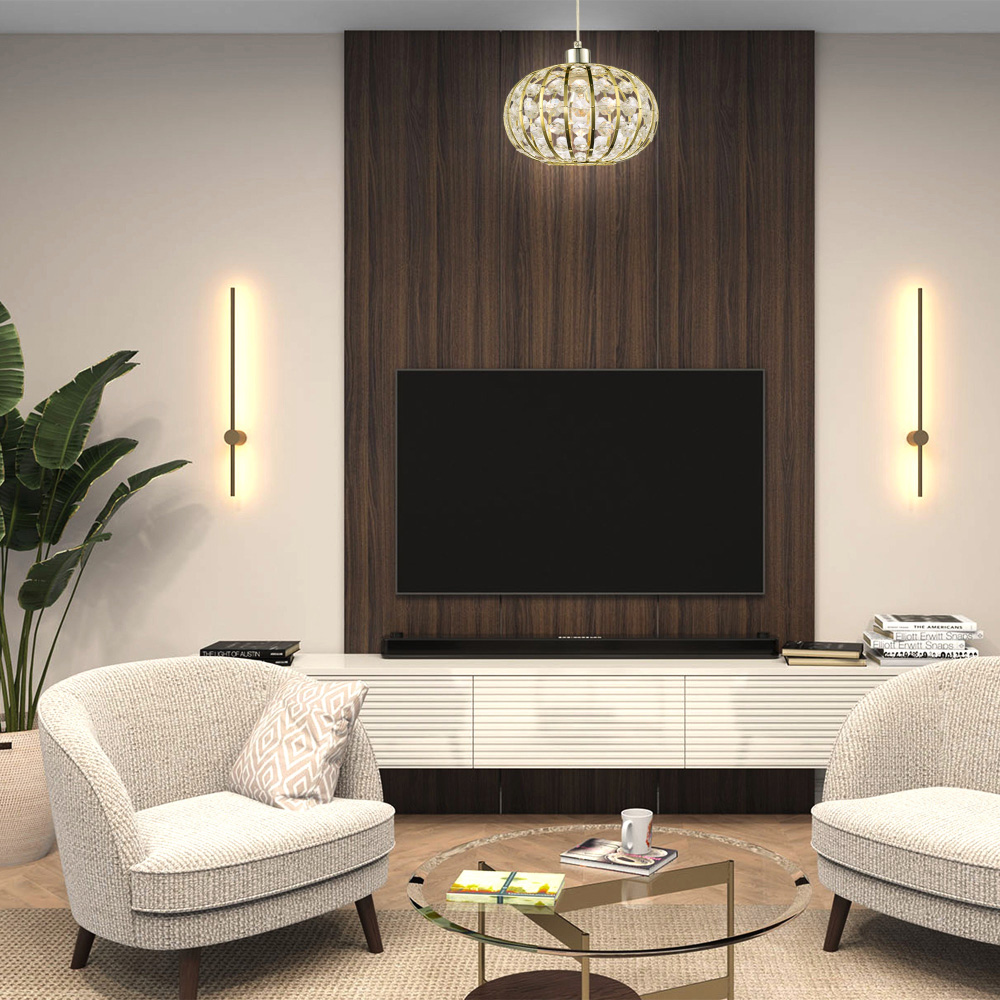 Happy Homewares Gold Plated Cage Pendant Shade with Acrylic Bead Image 2