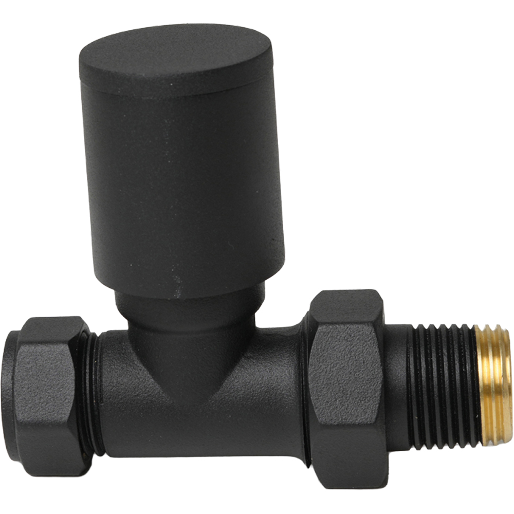 Go Bathrooms Black Straight Radiator Valve 15mm 2 Pack Image 2