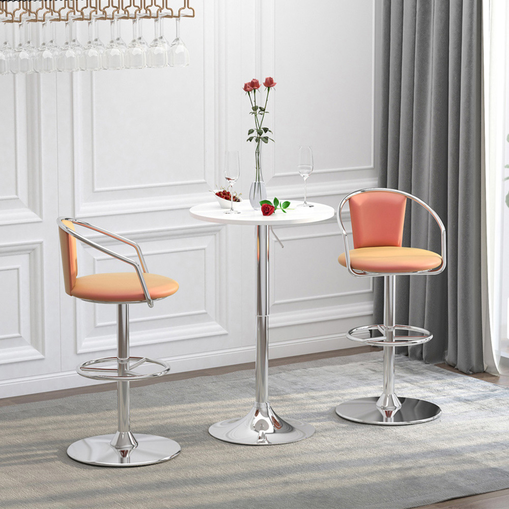 Portland 2 Seater Round Adjustable Height Swivel Bar Dining Table White Image 4