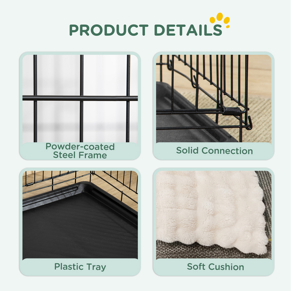 PawHut Black Small Dog Crate with 2 Doors and Tray Image 8