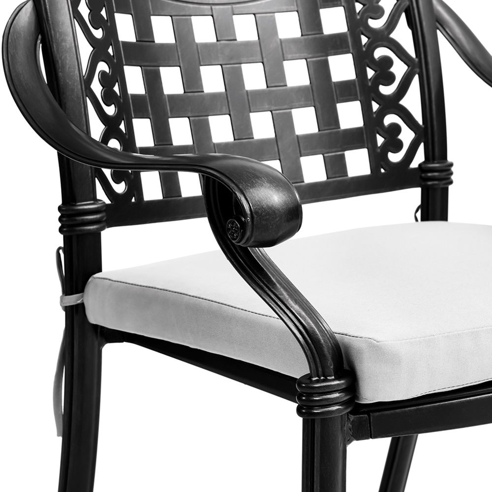 Living and Home Set of 2 Grey Aluminium Dining Chair with Cushions Image 5