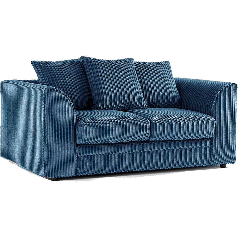 Luxor 5 Seater Marine Blue Jumbo Cord Scatter Back Sofa Set Image 4