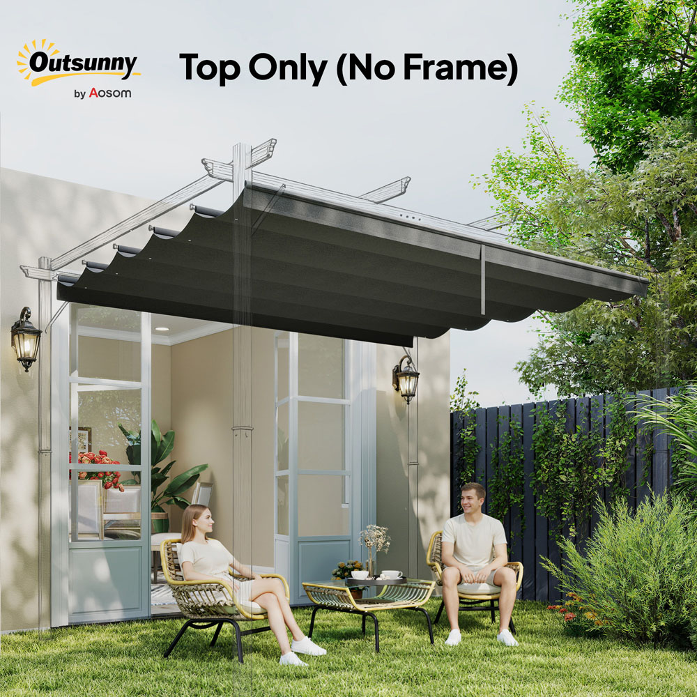 Outsunny 3 x 3m Grey Retractable Pergola Cover Image 3