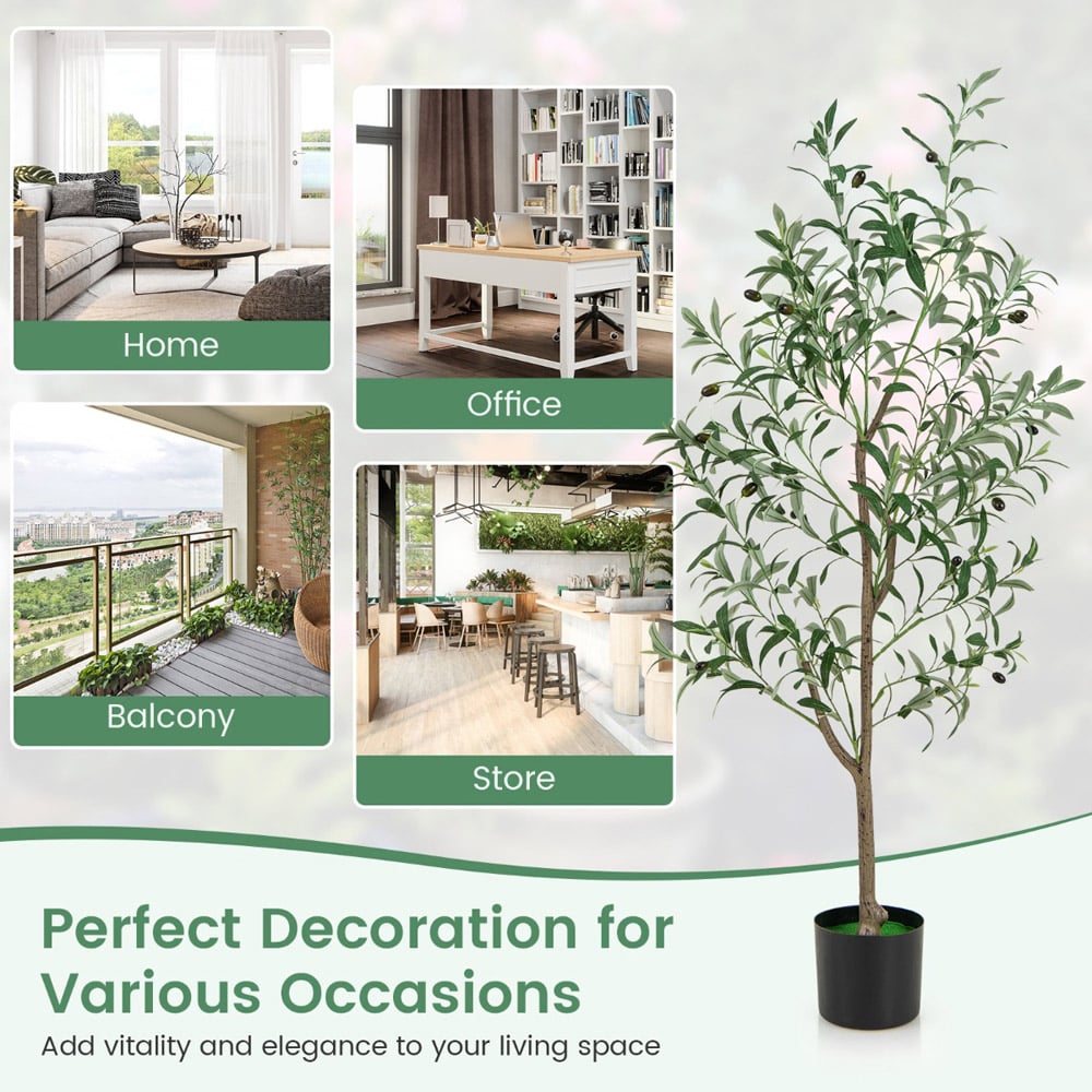 Costway Artificial Olive Tree with Fruits 130cm Image 7