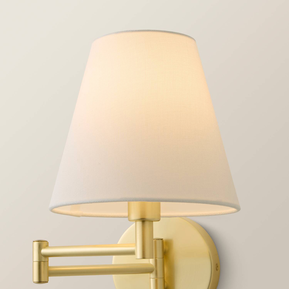 ValueLights Sonia Tapered Shade Brushed Gold Adjustable Swing Arm Wall Light with Bulb 2 Pack Image 3