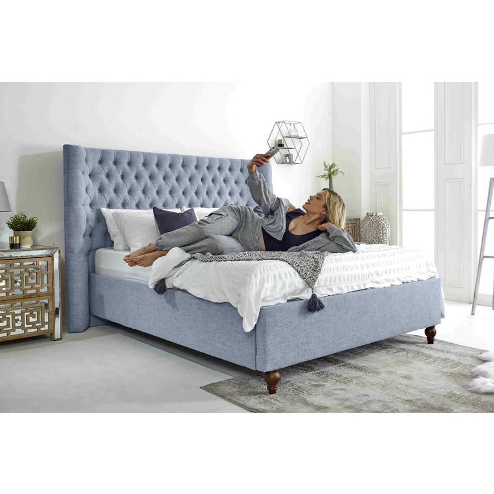 Eleganza Dinah Double Dawn Grampian Fabric Bed Frame with Winged Headboard Image 6