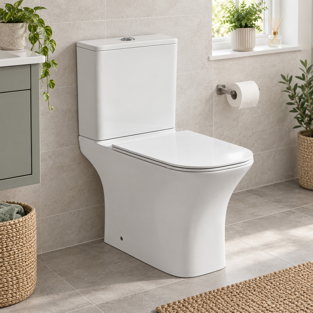 Go Bathrooms Harpin White Eco Flush Ceramic Toilet Pan and Soft Close Toilet Seat Image 2