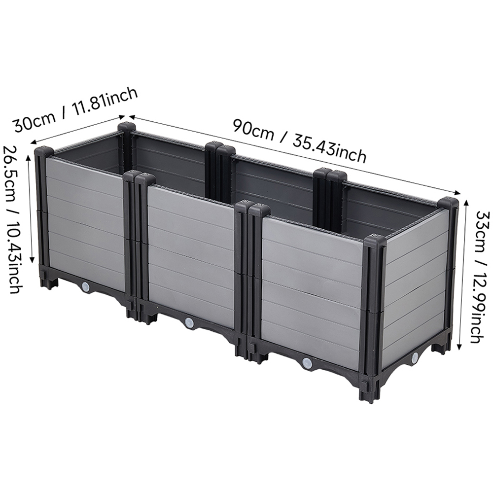 Living and Home Grey and Black Plastic Deep Raised Garden Bed Kit 33 x 90 x 30cm Image 6