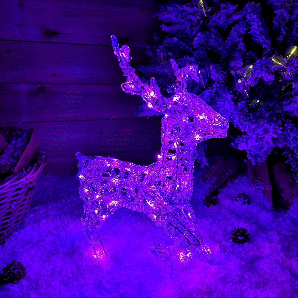 Samuel Alexander Colour Changing LED Acrylic Standing Reindeer Christmas Decoration 33cm Image 2