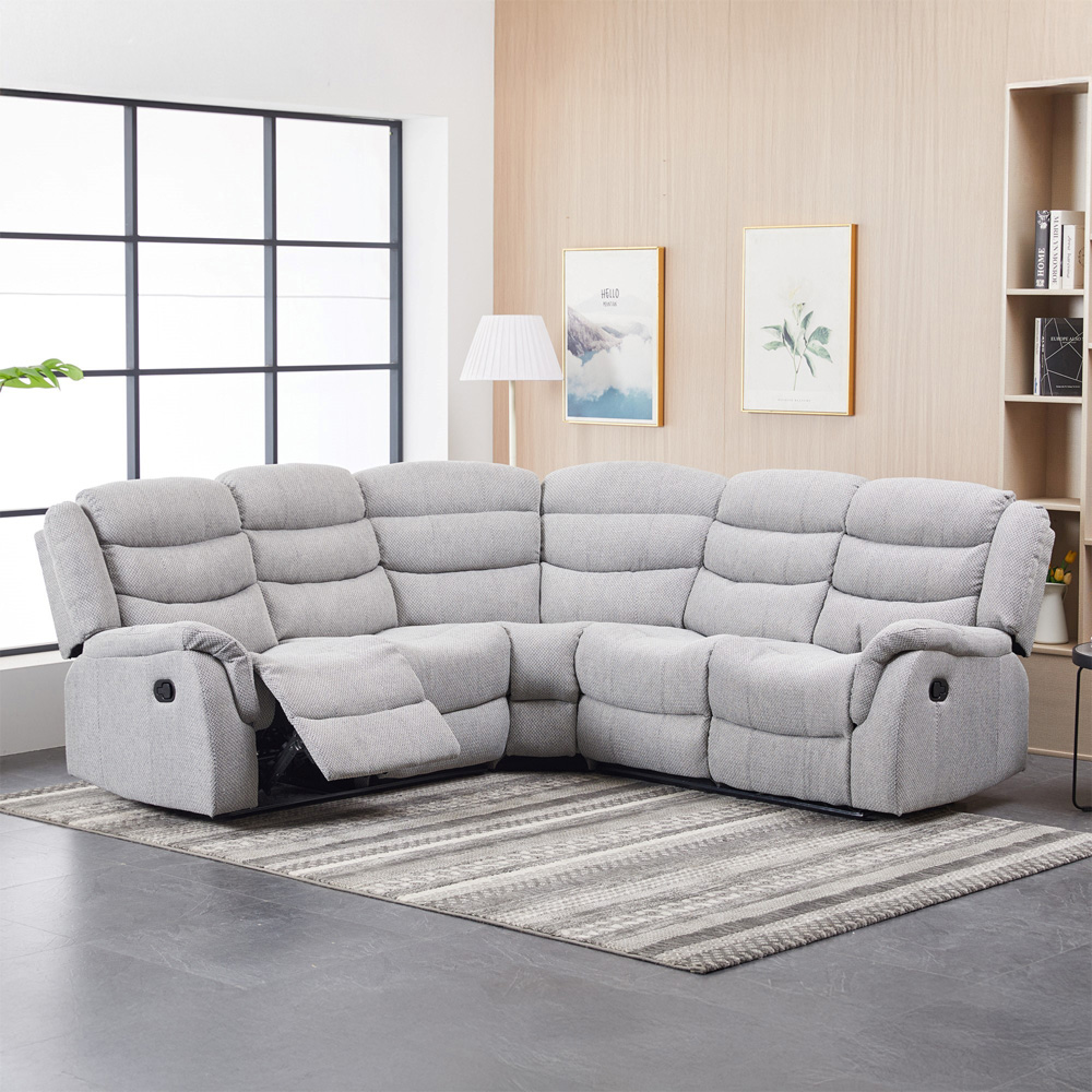 Artemis Home Loudon 5 Seater Dark Grey Textured Fabric Corner Manual Recliner Sofa Image 2