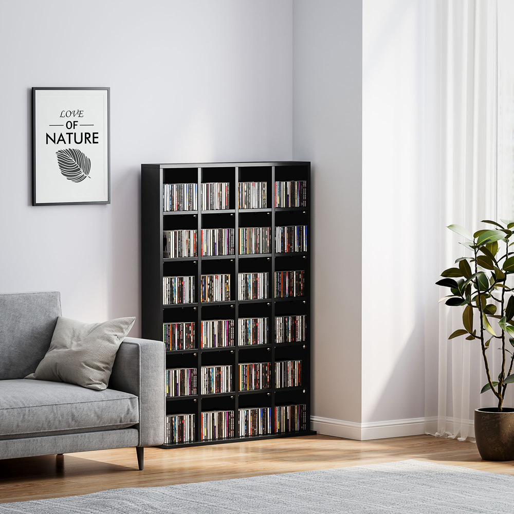 HOMCOM 32 Shelf Black Media Storage Rack Image 4