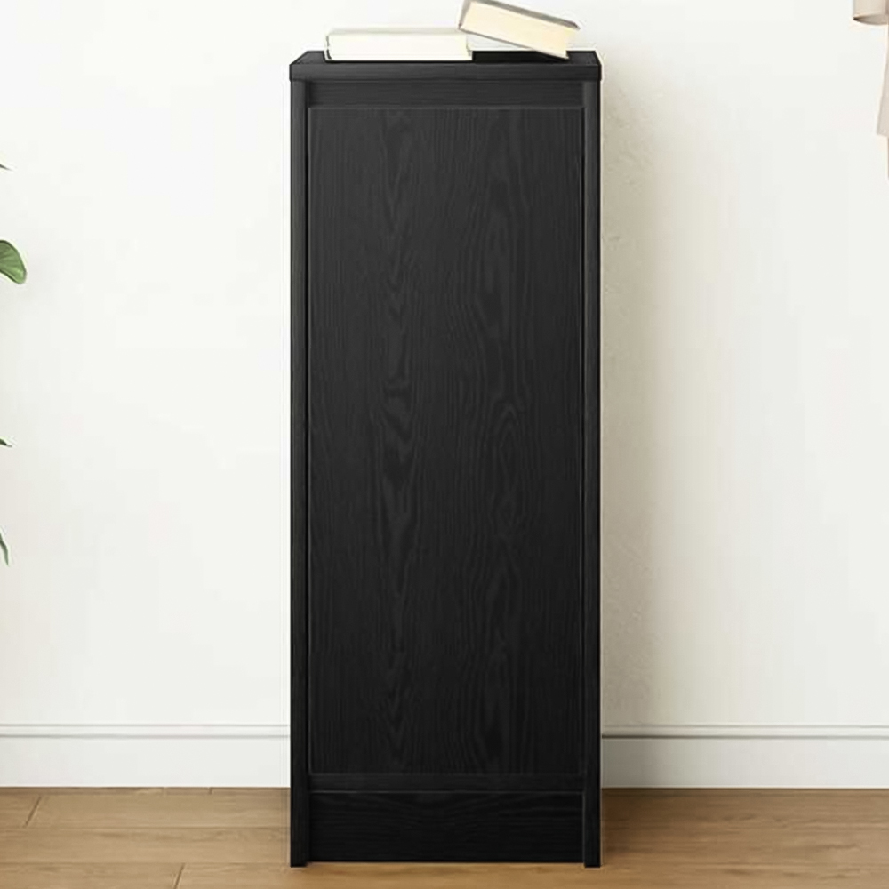 vidaXL Single Door Black Oak Wooden Sideboard Image 1