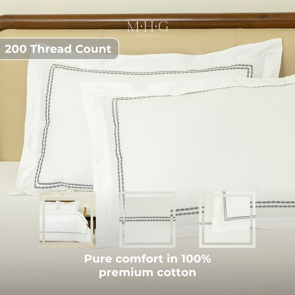 MHG Living King Size Kensington Grey 200 Thread Count Duvet Cover Set Image 3