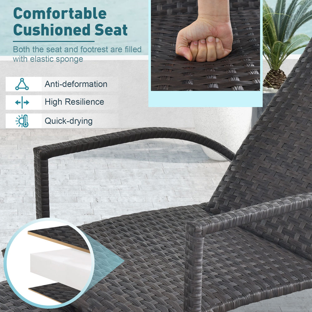 Costway Brown 5 Level Adjustable Chaise Lounge Chair Image 8