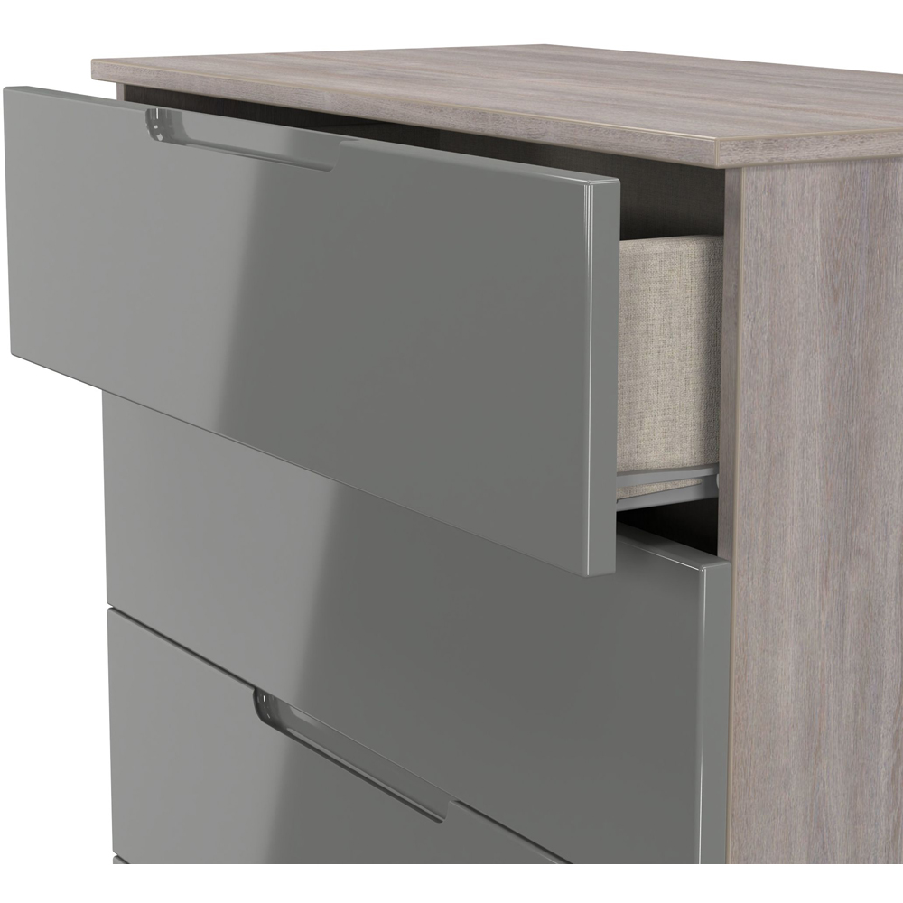 Crowndale Milan 4 Drawer Grey Gloss and Grey Oak Chest of Drawers Ready Assembled Image 6
