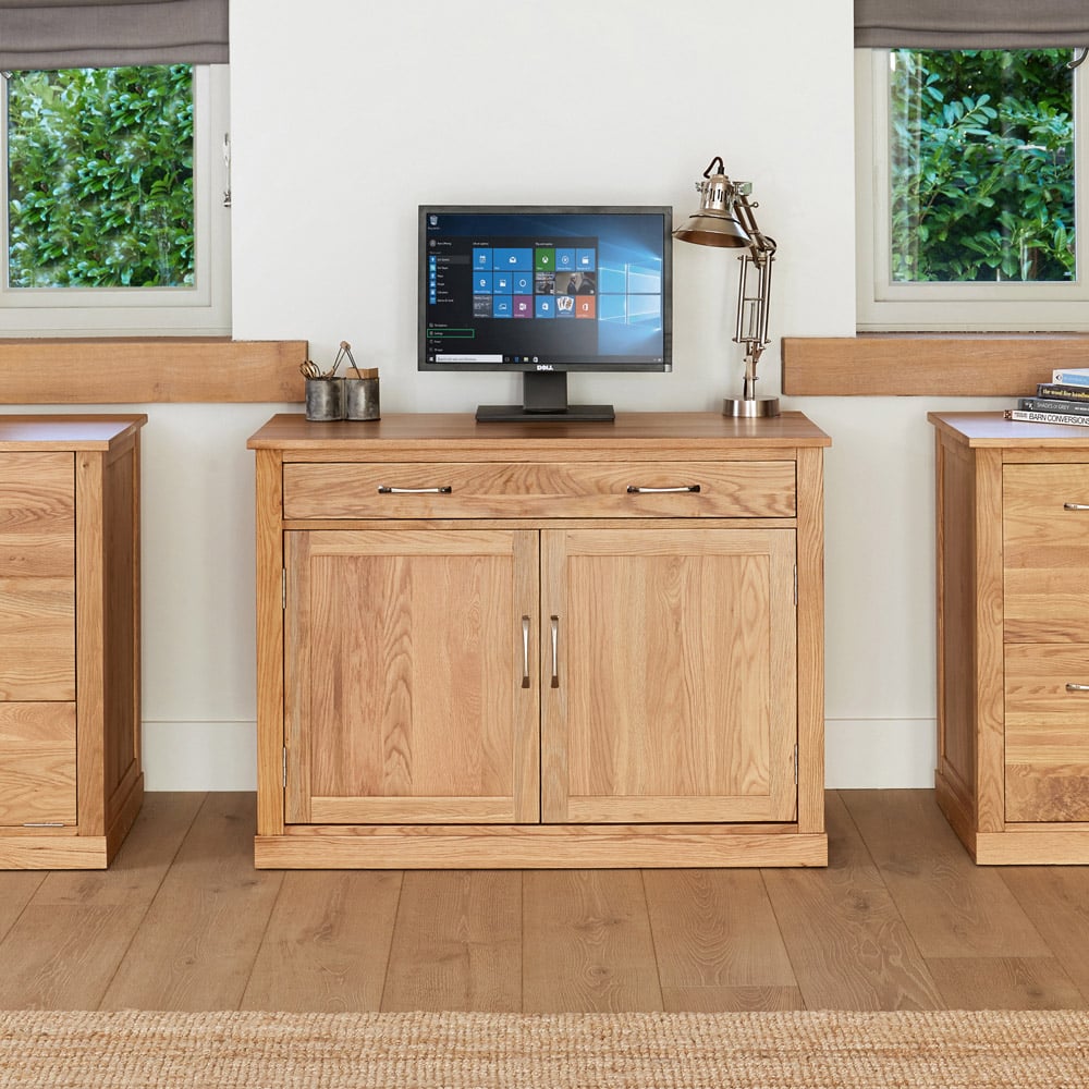 Baumhaus Mobel 2 Door Hidden Home Office Computer Desk Oak Image 5