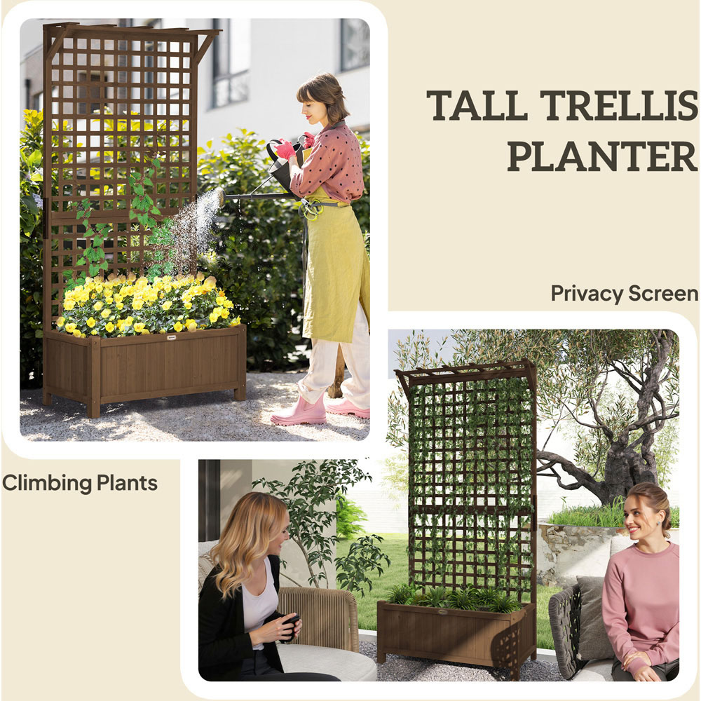 Outsunny Wooden Garden Planter with Trellis 183 x 45 x 90cm Image 4