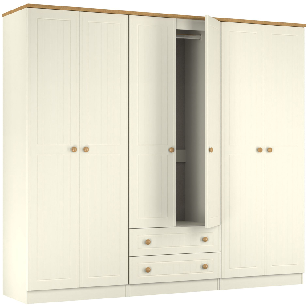 Crowndale Warwick 6 Door 2 Drawer Cream Ash and Modern Oak Wardrobe Ready Assembled Image 5