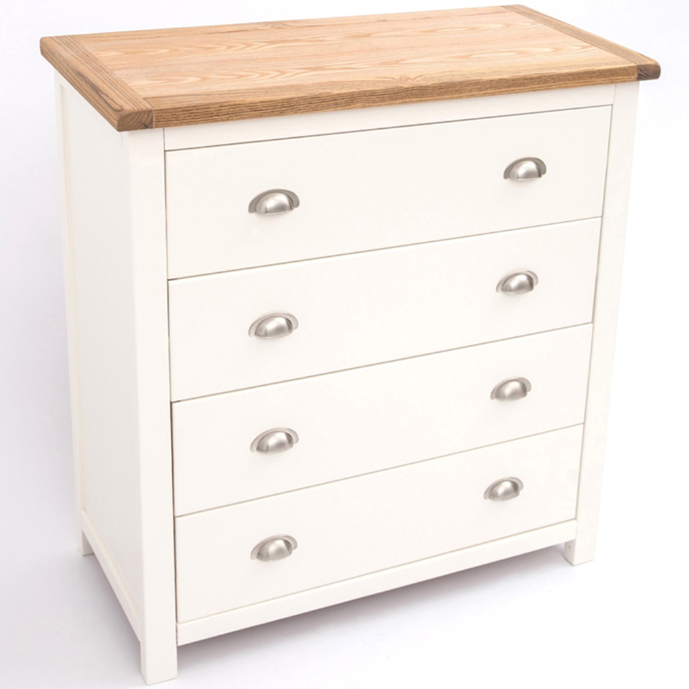 Lovere 4 Drawer Off White Chest of Drawers with Chrome Cup Handles Image 4