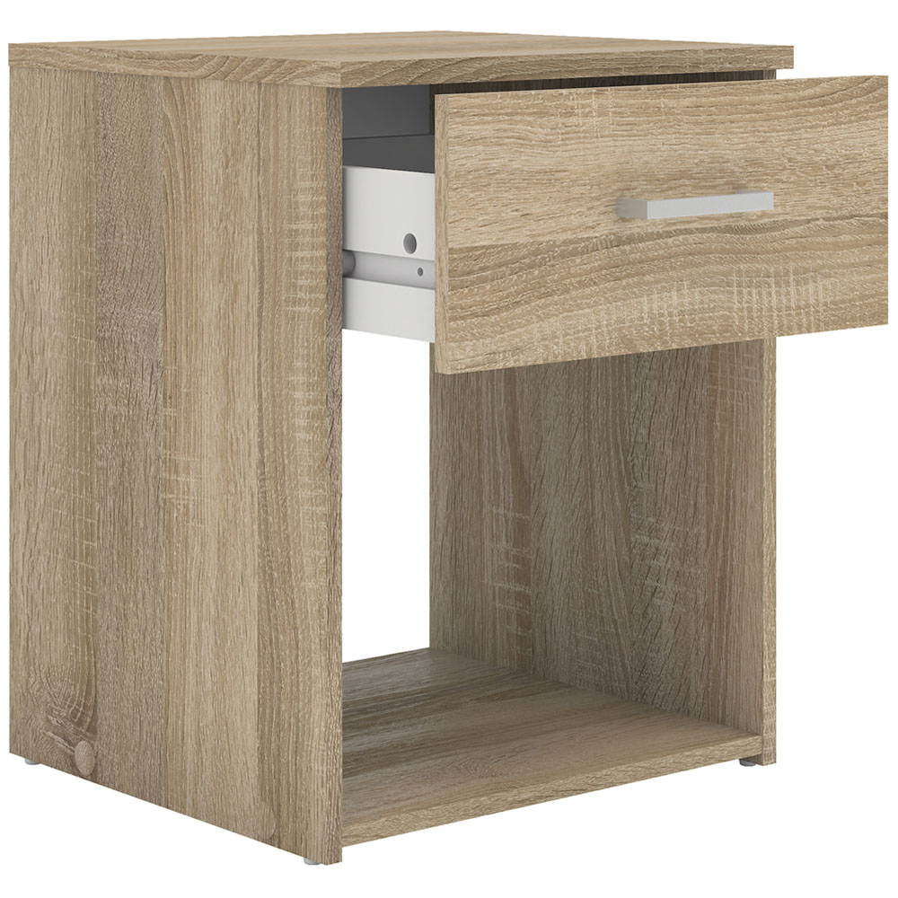 Florence Space Single Drawer Oak Bedside Table Image 4