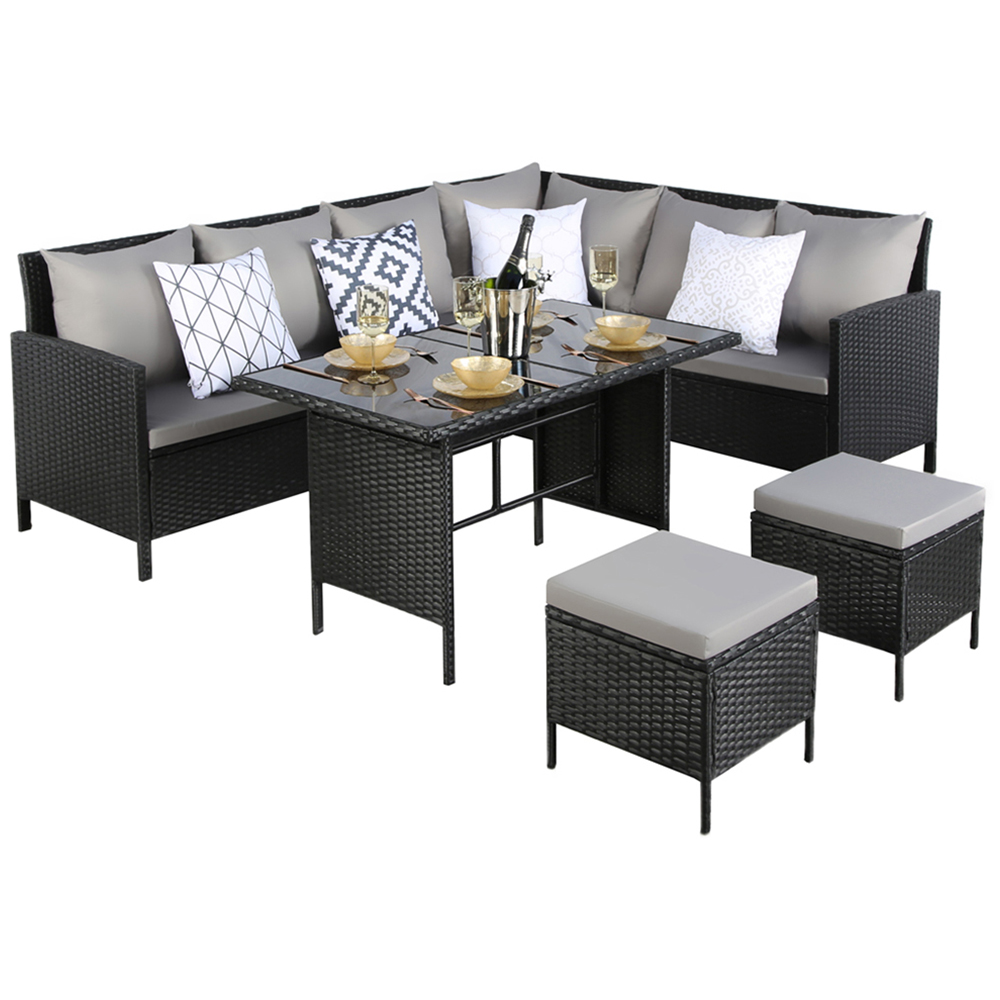 Home Garden Direct Thalia 8 Seater Black Rattan Corner Sofa Set Image 2