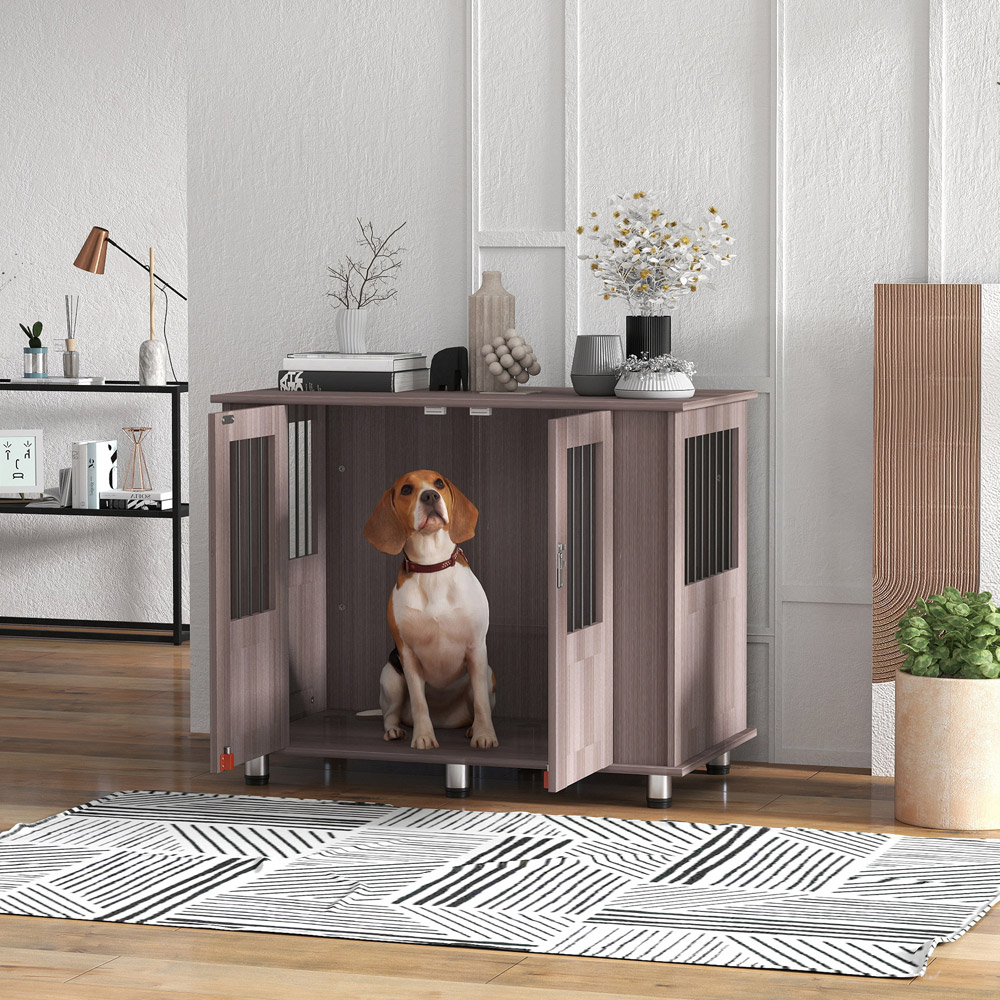 PawHut Purple Medium Large Dog Crate Furniture End Table Image 2