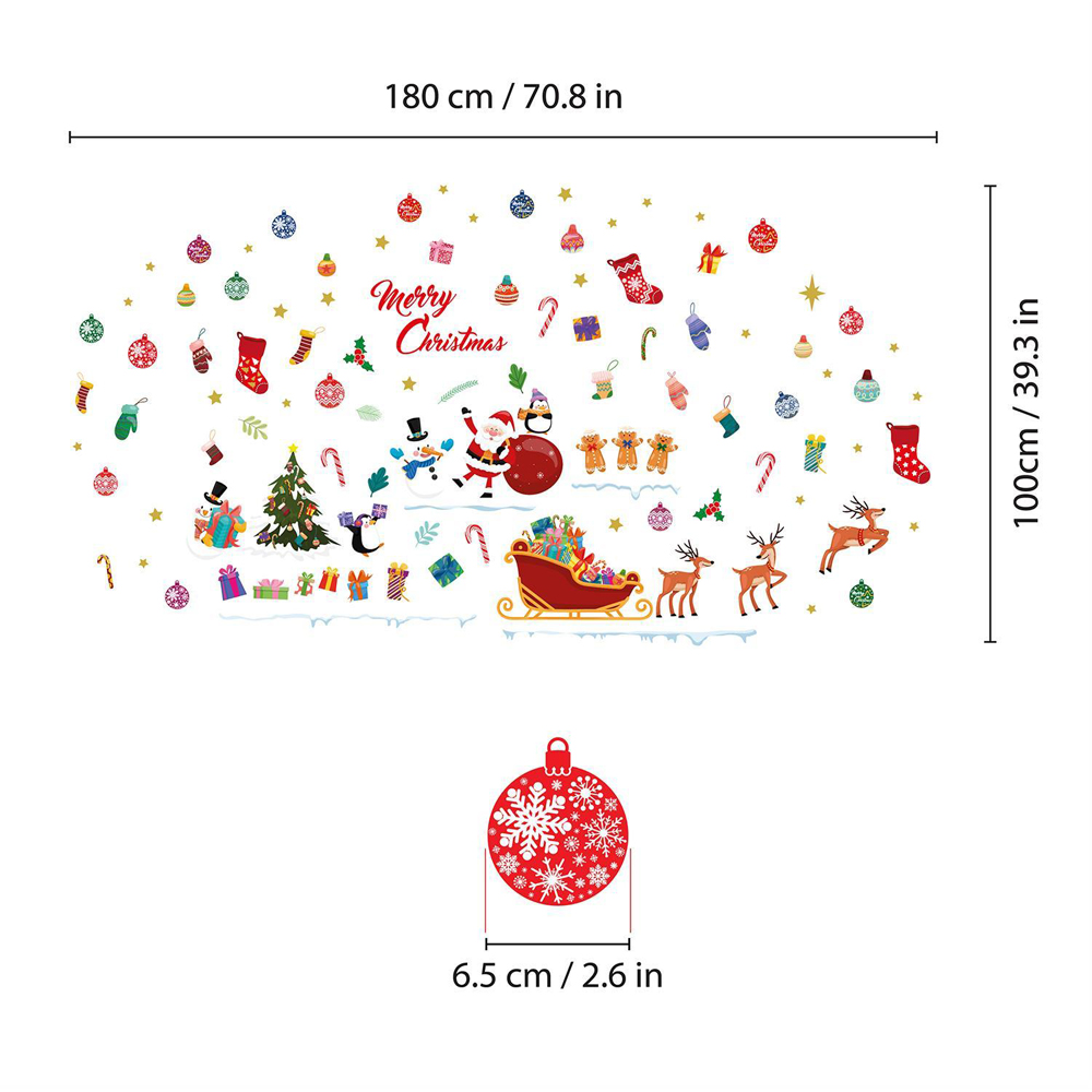 Walplus Merry Christmas From Santa and Friends Self Adhesive Wall Stickers 122 Piece Image 5