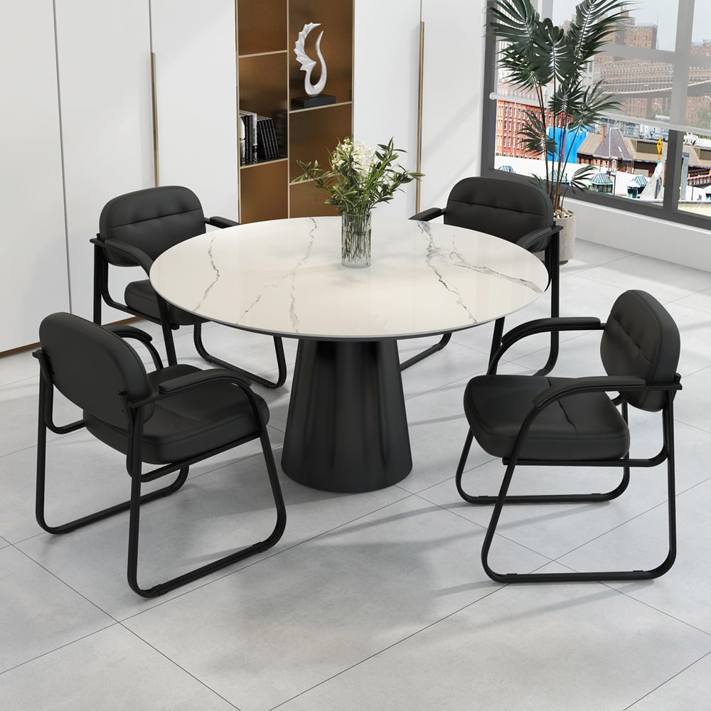 Costway Set of 2 Black Office Chair with Sled Base Image 4
